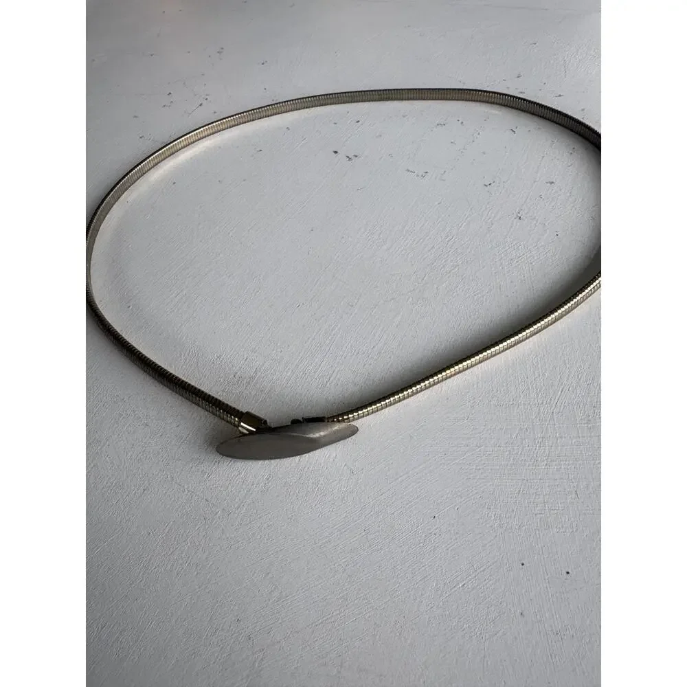 Vintage Metal Stretch Belt Skinny Clasp Made in USA Silver Gold